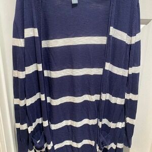 Old Navy navy and white striped cardigan Size L